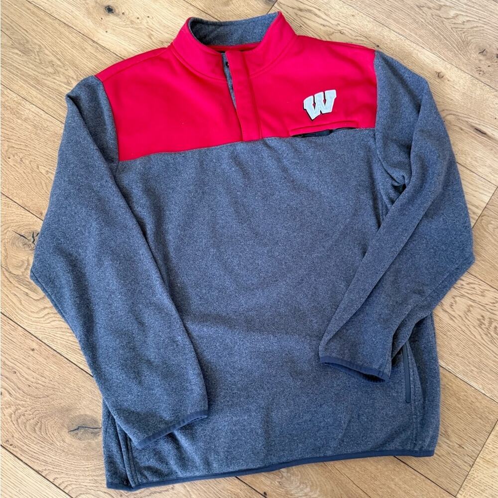 🏈Colosseum Men’s Wisconsin Badgers Fleece Quarter-Zip – Large (EUC)